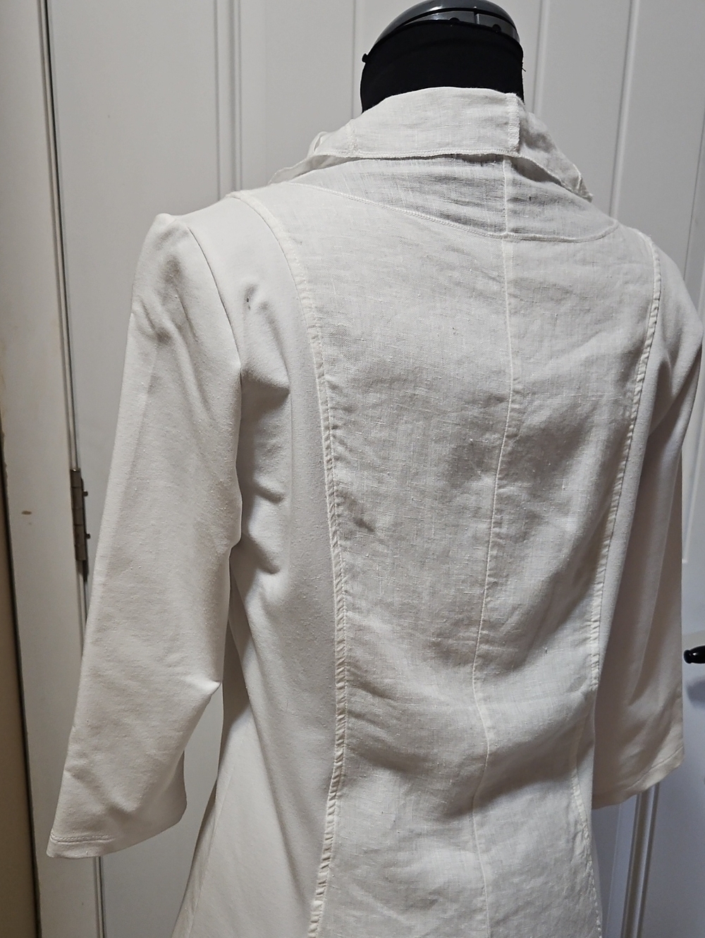Yest White Linen/Cotton A-line Boho Chic Overshirt Blazer Size 4 - Picture 6 of 15